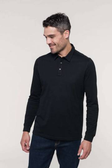 Men's Long Sleeve Jersey Polo Shirt