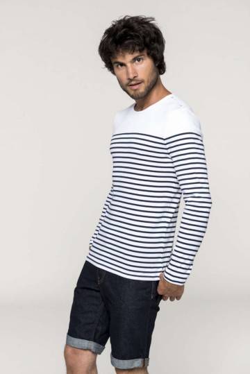 Men’S Long-Sleeved Breton Stripe Top