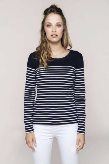 Ladies’ Long-Sleeved Breton Stripe Top