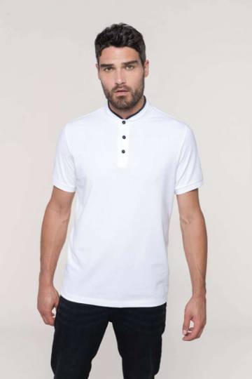Men's Short Sleeve Polo Shirt With Mandarin Collar