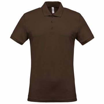 Men's Short-Sleeved Piqué Polo Shirt - Chocolate