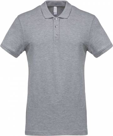 Men's Short-Sleeved Piqué Polo Shirt - Oxford Grey
