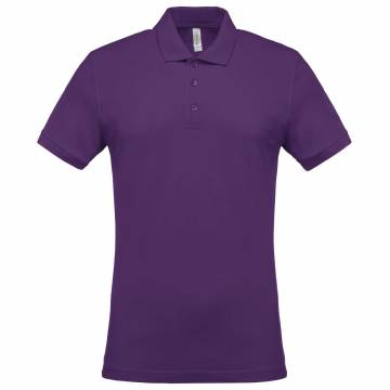 Men's Short-Sleeved Piqué Polo Shirt - Purple
