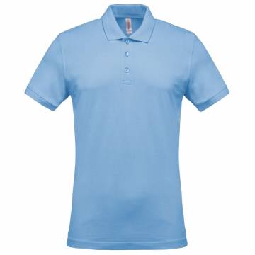 Men's Short-Sleeved Piqué Polo Shirt - Sky Blue