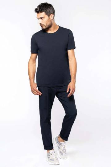 Men's Short-Sleeved Organic T-Shirt With Raw Edge Neckline