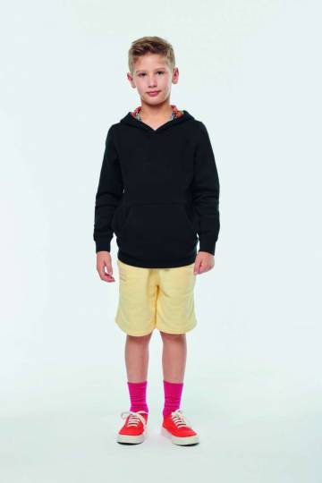 Unisex Kids Contrast Patterned Hooded Sweatshirt