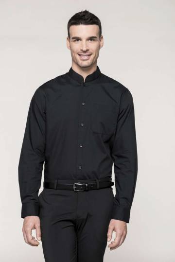 Men's Long-Sleeved Mandarin Collar Shirt