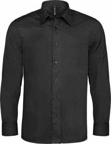 Long-Sleeved Cotton/elastane Shirt - Black