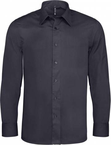 Long-Sleeved Cotton/elastane Shirt - Navy