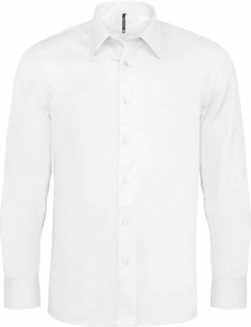 Long-Sleeved Cotton/elastane Shirt - White