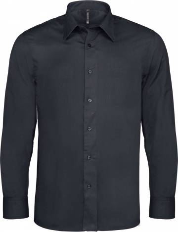 Long-Sleeved Cotton/elastane Shirt - Zinc