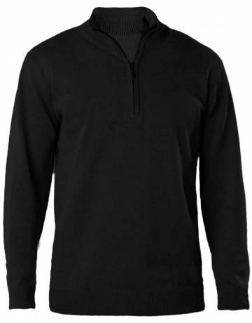 Men's Zip Neck Jumper - Black