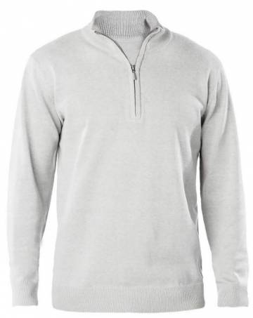 Men's Zip Neck Jumper - Grey Melange