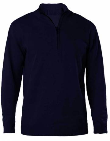 Men's Zip Neck Jumper - Navy