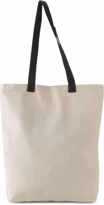 Flat Canvas Shopper With Contrast Handle - Natural / Black