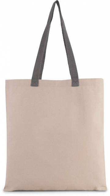 Flat Canvas Shopper With Contrast Handle - Natural / Charcoal