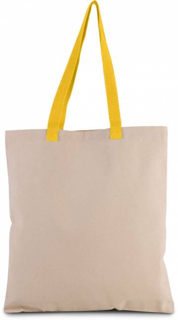Flat Canvas Shopper With Contrast Handle - Natural / Yellow