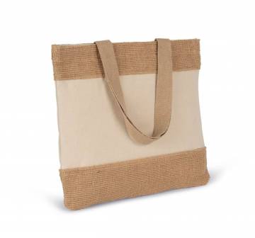 Shopping Bag In Cotton And Woven Jute Threads