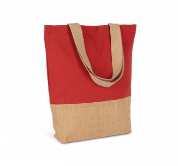 Shopping Bag In Cotton And Bonded Jute Threads
