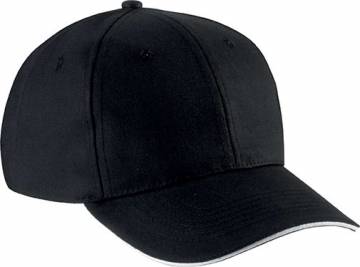 Sandwich Peak Cap - 6 Panels - Black / White