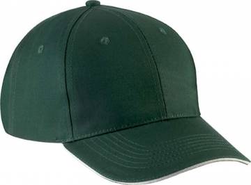 Sandwich Peak Cap - 6 Panels - Forest Green / Beige