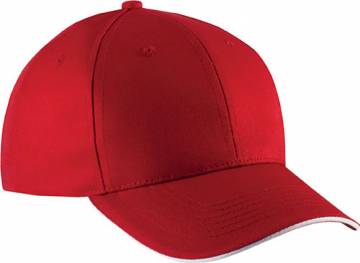 Sandwich Peak Cap - 6 Panels - Red / White