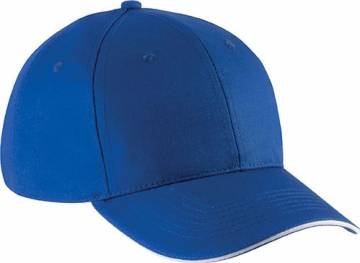 Sandwich Peak Cap - 6 Panels - Royal Blue / White
