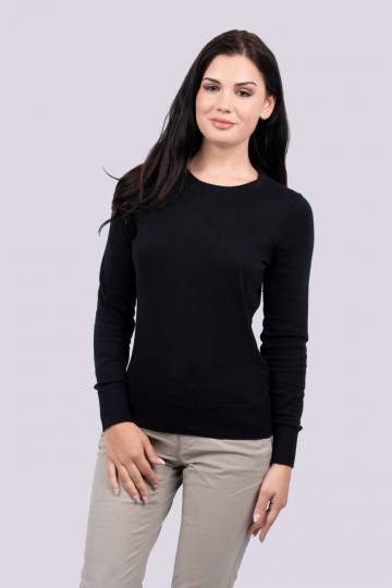 Women’S Crew Neck Fine Gauge Cotton Pullover