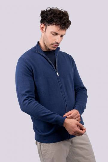 Men’S Full Zip Cardigan Fine Gauge Cotton