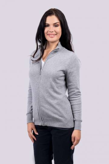 Women’S Full Zip Cardigan Fine Gauge Cotton