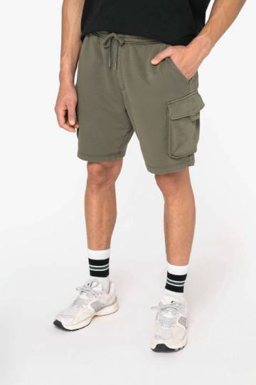 Men’S French Terry Washed Effect Cargo Shorts