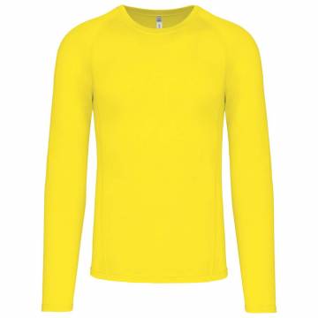 Adults' Long-Sleeved Base Layer Sports T-Shirt - Flashy Yellow
