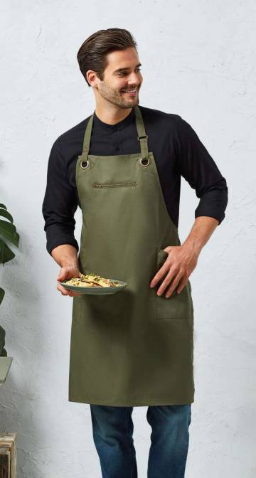 ‘Barley’ Contrast Stitch Sustainable Bib Apron