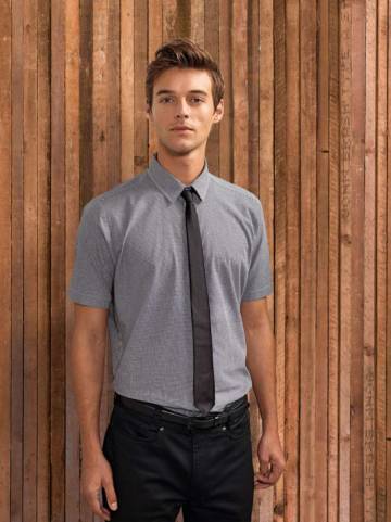 Men's Short Sleeve Gingham Cotton Microcheck Shirt