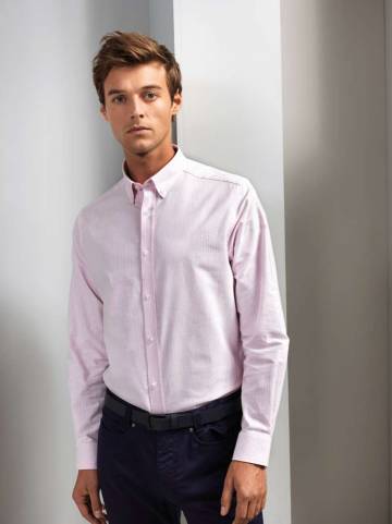 Men’S Cotton Rich Oxford Stripes Shirt