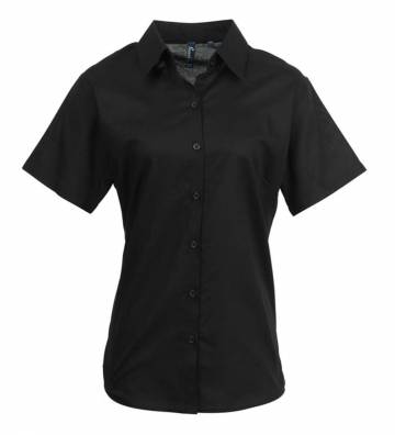 Women's Short Sleeve Signature Oxford Blouse - Black