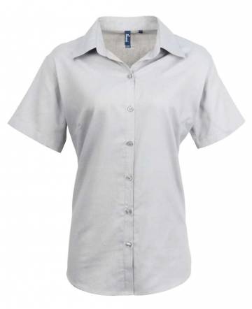 Women's Short Sleeve Signature Oxford Blouse - Silver
