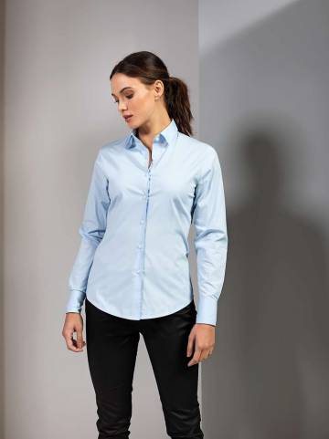 Women's Stretch-Fit Cotton Poplin Long Sleeve Shirt