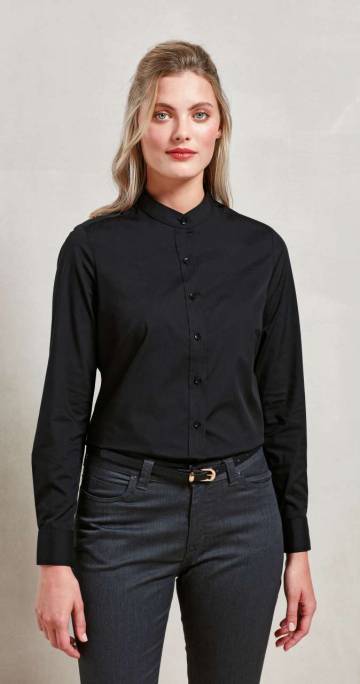 Women’S Banded Collar 'grandad' Shirt