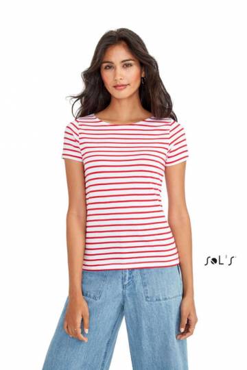 Miles Women Round Neck Striped T-Shirt