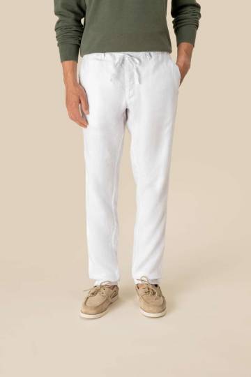 Eco-Friendly Men's Linen Washed Effect Trousers