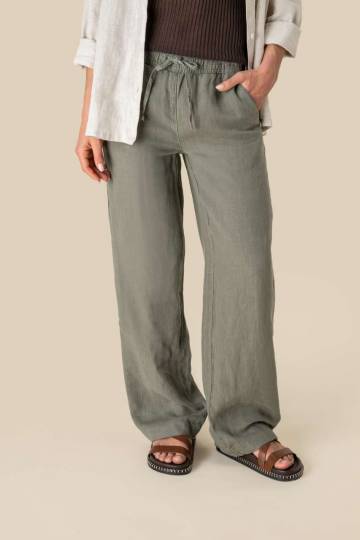 Eco-Friendly Ladies' Linen Washed Effect Trousers