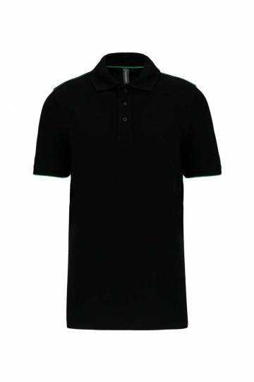 Men's Short-Sleeved Contrasting Daytoday Polo Shirt - Black / Kelly Green