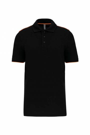 Men's Short-Sleeved Contrasting Daytoday Polo Shirt - Black / Orange