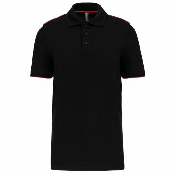 Men's Short-Sleeved Contrasting Daytoday Polo Shirt - Black / Red