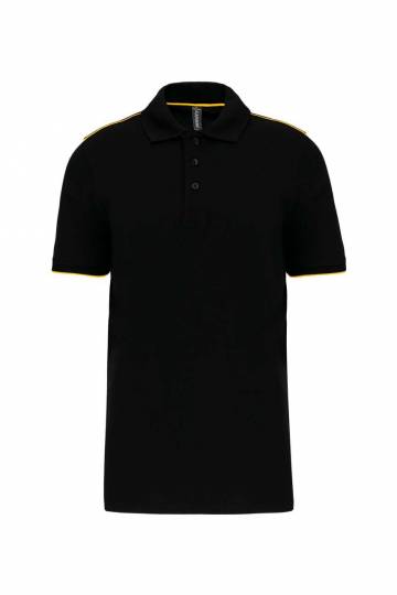 Men's Short-Sleeved Contrasting Daytoday Polo Shirt - Black / Brilliant Yellow