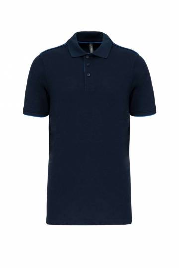 Men's Short-Sleeved Contrasting Daytoday Polo Shirt - Navy / Light Royal Blue